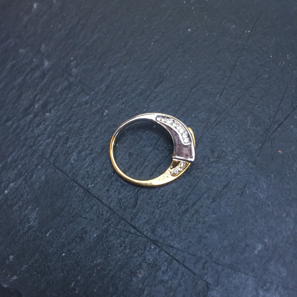 Two Tone Rhinestone Bypass Fine Fashion Ring - Picture 3 of 4